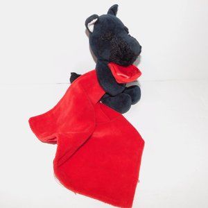 2014 Carters Black Scottie Dog Red Security Blanket Plush Baby Lovey nunu